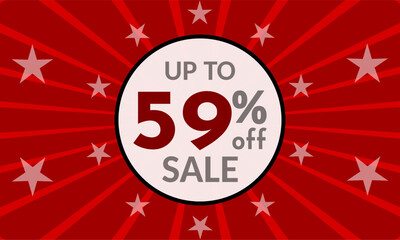 Up to 59% Off, red banner with discount for mega sales