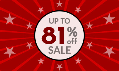 Up to 81% Off, red banner with discount for mega sales