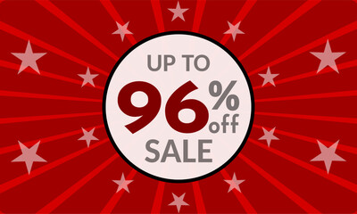 Up to 96% Off, red banner with discount for mega sales