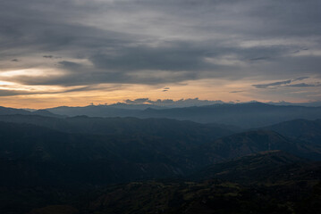 sunset in the mountains in fredonia antioquia colombia