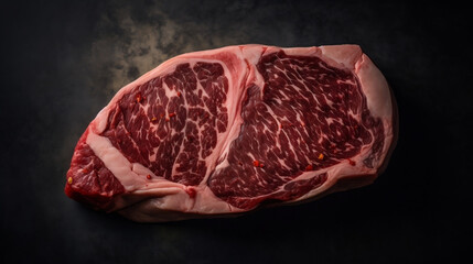 RAW Red Meat Steak Ribeye image created by Generative AI