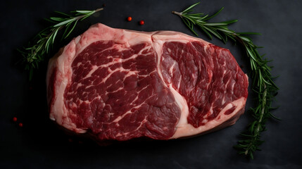 RAW Red Meat Steak Ribeye image created by Generative AI