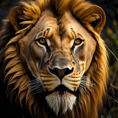 Close-up portrait of a lion in. generative ai
