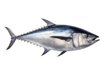 Atlantic bluefin tuna isolated on transparent background. Generative AI.