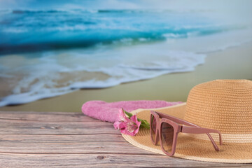 sunglasses on a beach