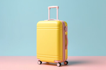 Illustration of Wheeled Luggage Case on Solid Background. Generative ai