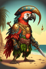perico pirata en la isla del tesoro