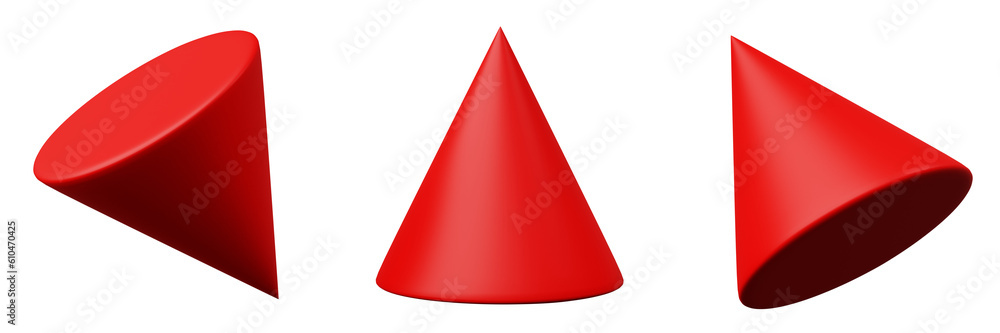 Fototapete 3d cone red realistic rendering of basic geometry object