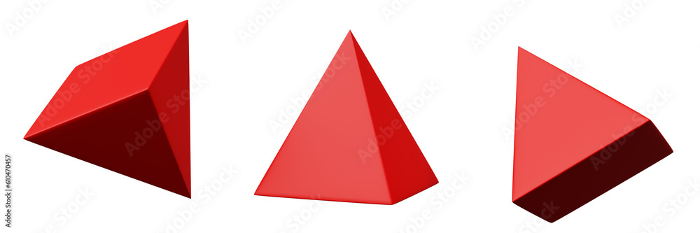 Fototapete 3d 4 side pyramid red realistic rendering of basic geometry object