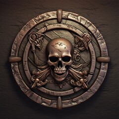 Fototapeta premium pirate skull medallion