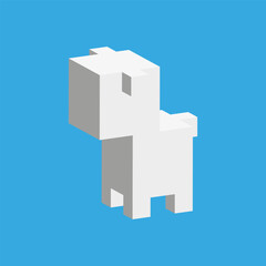 Pixel dog isometric in trendy style. Cartoon Dog Isolated. Vector illustration. Stock picture.