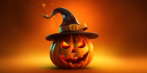 Portrait jack o lantern use hat with light exposure AI Generative