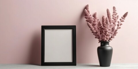 Beautiful vase of dried calluna flowers on the table with sun exposure