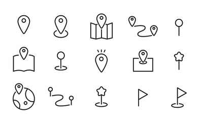 位置、場所を表すアイコンのセット/所在地/目的地/マップピン/イラスト/ベクター/要素