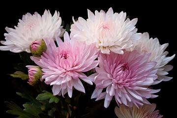 Chrysanthemum Flowers in Summer: Pink, Purple and White Blooms. Generative AI