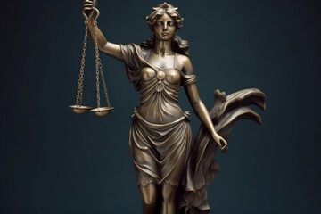 Sculpture of Themis. Justice concept. AI generated, human enhanced