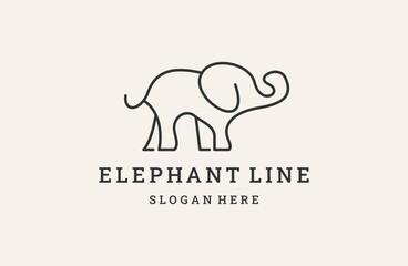 elephant with lineart style logo design
