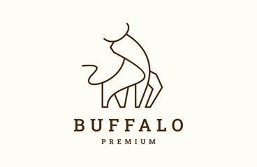 buffalo  logo vector icon illustration line style .