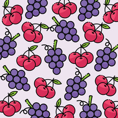 Grape and cherry pattern design or background