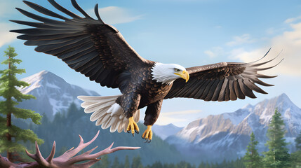 Obraz premium A bald eagle flying. Generative AI.
