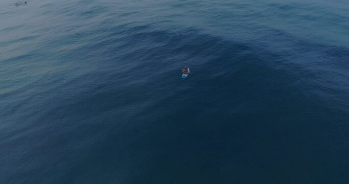 Aerial Drone View of Lone Female Surfer El Salvador_LunaVista