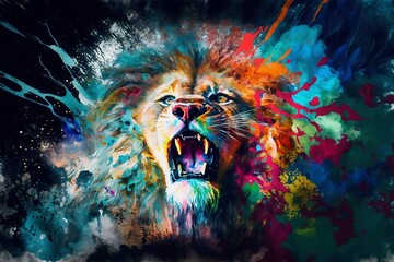 colorful lion art