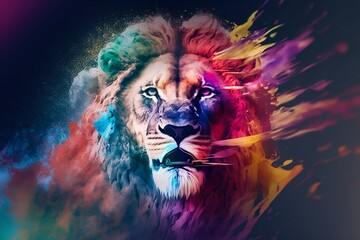 colorful lion art