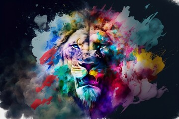 Obraz na płótnie Canvas colorful lion art