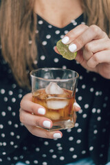 Cuba libre, rum with lemon and ice