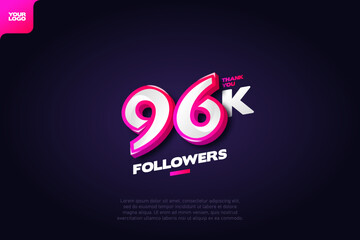 Thank you 96K Followers with Dynamic 3D Numbers on Dark Blue Background