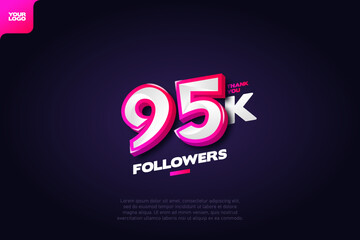 Thank you 95K Followers with Dynamic 3D Numbers on Dark Blue Background
