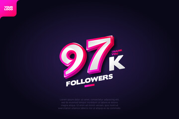 Thank you 97K Followers with Dynamic 3D Numbers on Dark Blue Background