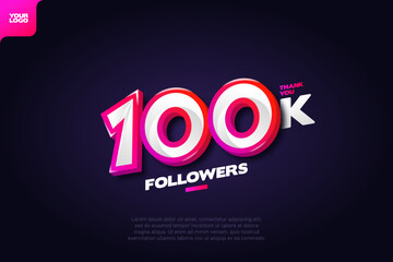 celebration of 100k followers with realistic 3d number on dark background