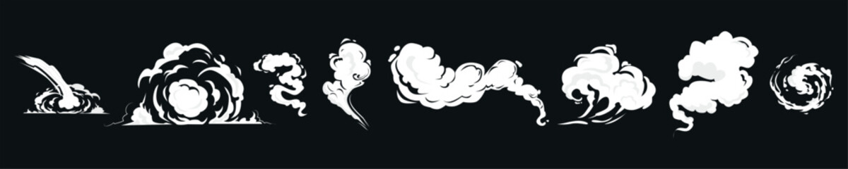 Vector illustration of storm clouds on black background.