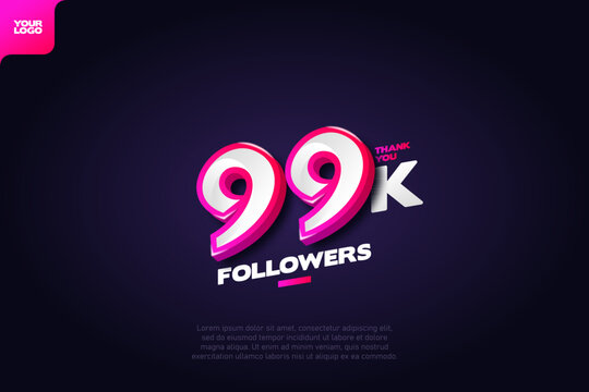 Thank you 99K Followers with Dynamic 3D Numbers on Dark Blue Background