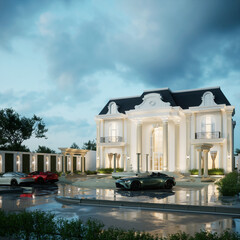 3D Render Classic House Design