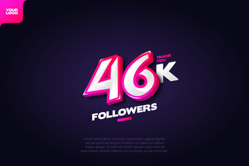 celebration of 46k followers with realistic 3d number on dark background