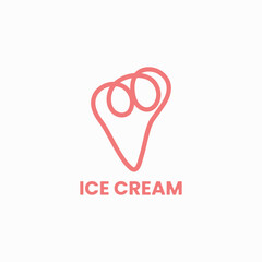 Ice cream logo with a strange and unique shape. Suitable for food and beverage business.