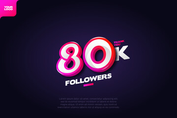 celebration of 80k followers with realistic 3d number on dark background
