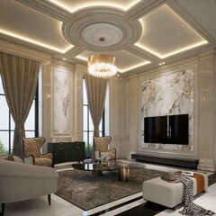 3D Render Classic House Design