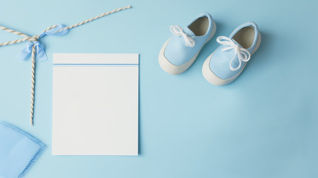 &Eacute; Menino!, lindo cart&atilde;o para comemorar o novo membro da fam&iacute;lia. Em um fundo de linha azul pastel