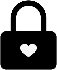 Closed padlock icon with heart shaped vector illustration