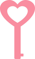 Simple Pink heart shaped key vector illustration