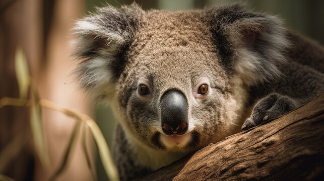 coala no fundo da natureza australiana, animais da austr&aacute;lia