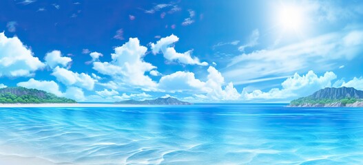 Plakat an image of a beach with sunlight and water background