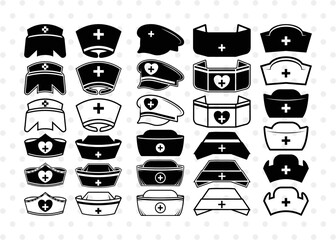 Nurse Hat Silhouette, Nurse Hat SVG, Medical Nurse Hat Svg, Hospital Uniform Svg, Cap Svg, Nurse Hat Bundle, SB00153