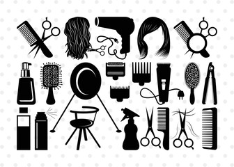 Hair Salon Silhouette, Hair Salon SVG, Hair Comb Svg, Comb Svg, Hairdresser Svg, Hair Salon Bundle, SB00196