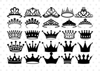 Crown Silhouette, Crown SVG, King Crown Svg, Queen Crown Svg, Princess Crown Svg, Crown Bundle, SB00188