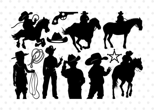 Little Cowboy Silhouette, Little Cowboy SVG, Rodeo Horse Svg, Cowboy Svg, Western Svg, Cowboy Bundle, SB00193