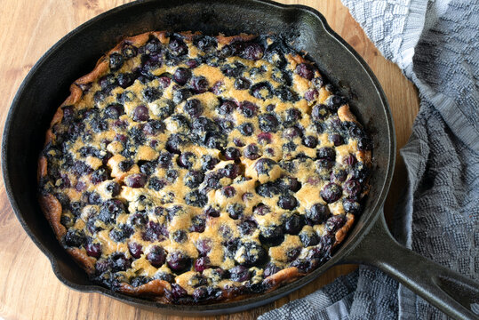 Blueberry Dutch Baby in a Cast Iron Pan